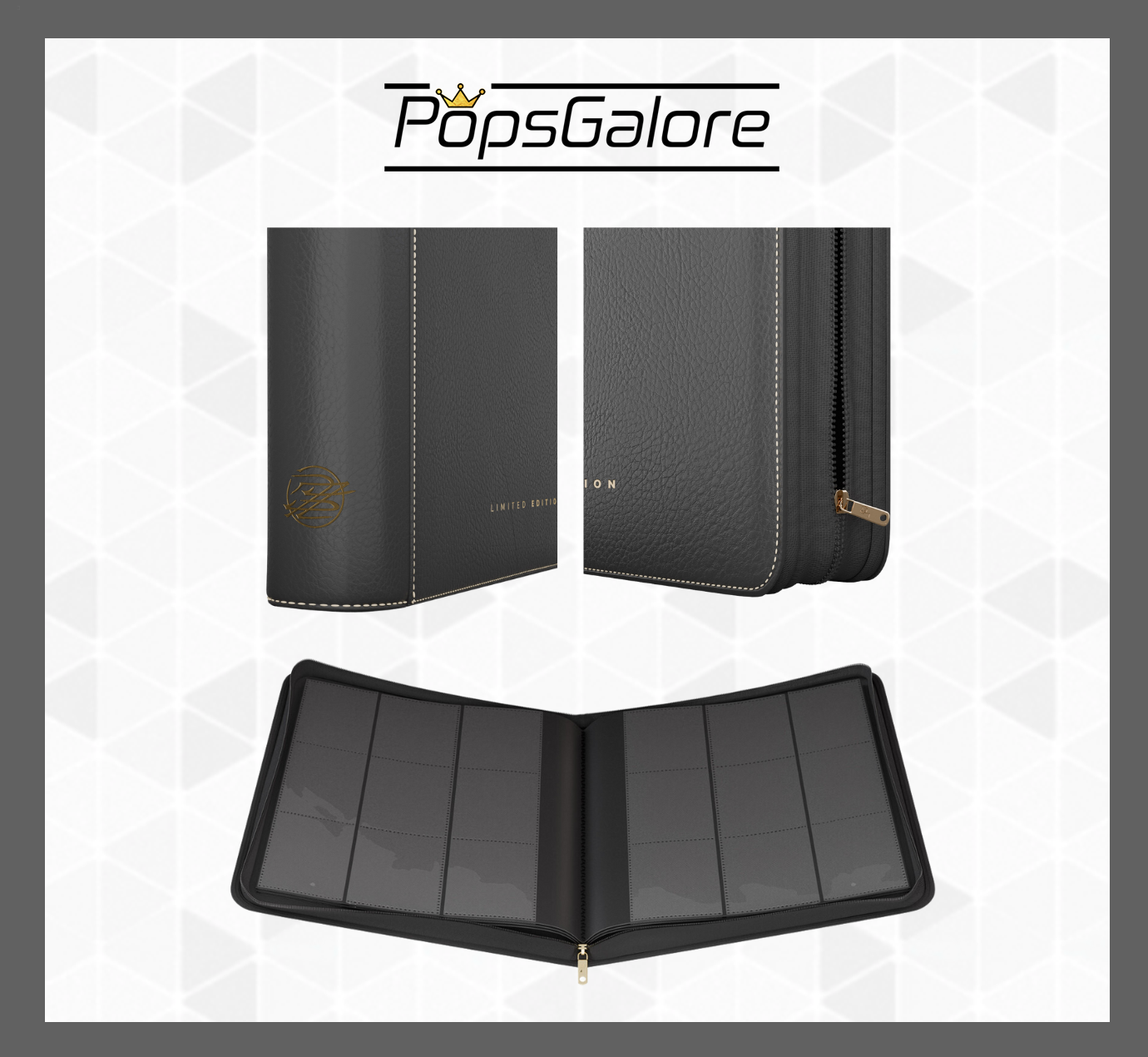 Limited Edition MEGA Capacity 9 Pocket Page Zip BLACK Binder Collectors Series - POG
