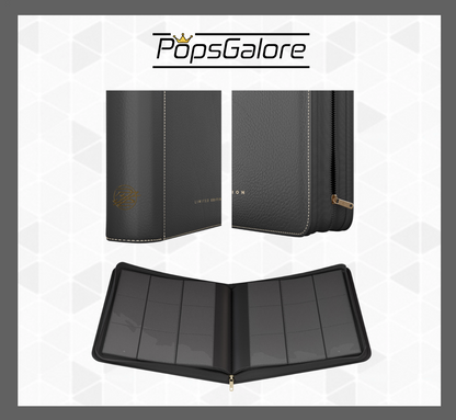 Limited Edition MEGA Capacity 9 Pocket Page Zip BLACK Binder Collectors Series - POG